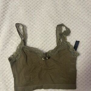 Urban Outfitters Green Bandeau with Ruched Straps